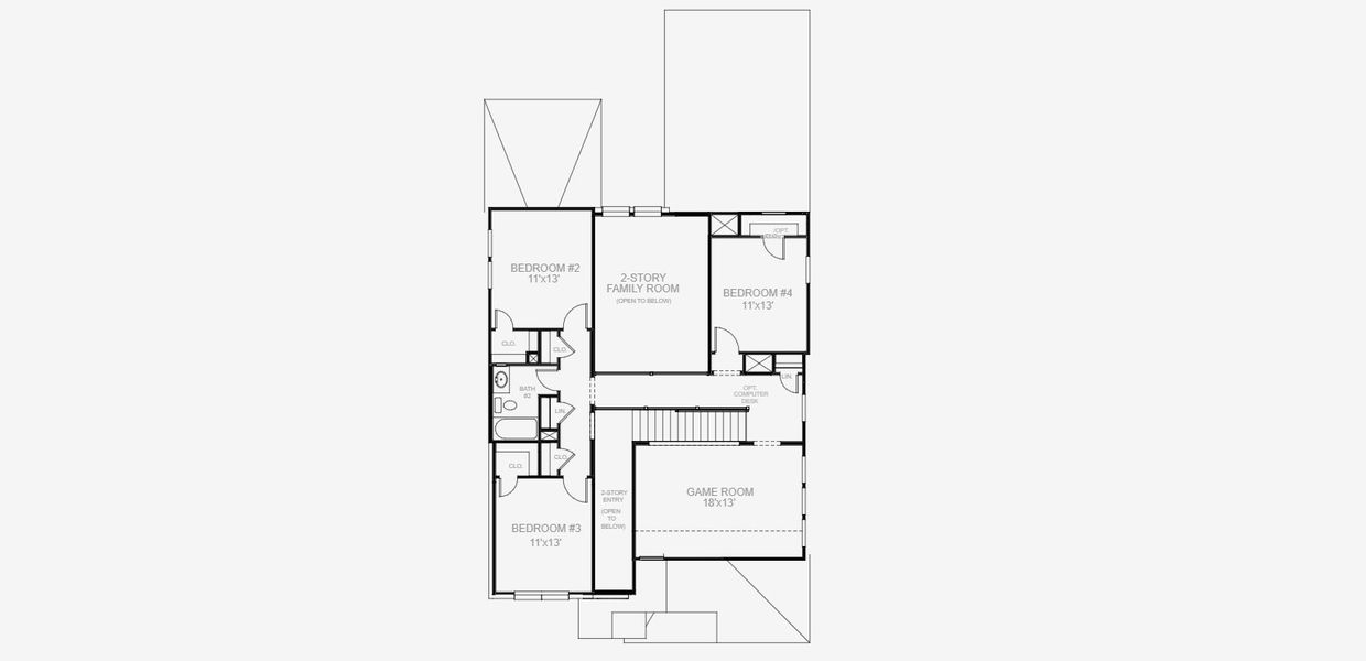 2D floor plan layout for the 2442W by Perry Homes in Lakes of Cane Island, Katy, TX (Image 4).