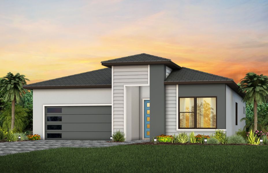 Representative exterior photo of a completed home built from the Prestige by DiVosta in Greyhawk Landing, Lake Worth, FL (Image 23).
