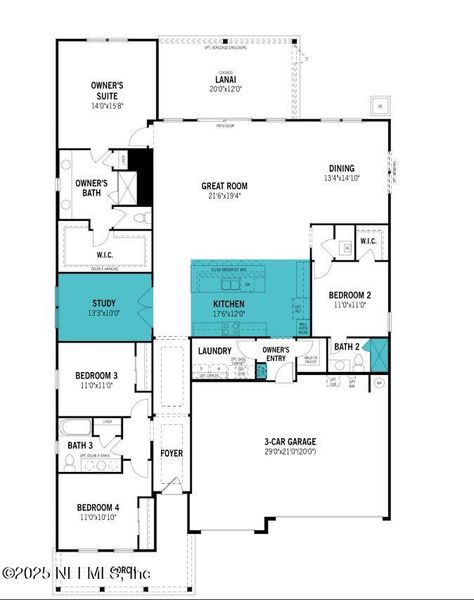 2D floor plan layout of this home in Lakes at Bella Lago, Green Cove Springs, FL (Image 3).