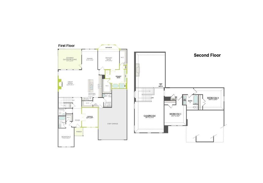 2D floor plan layout of this home in LaPrelle, Fort Worth, TX (Image 3).