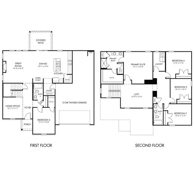 2D floor plan layout for the Jamestown by Meritage Homes in Chestnut Grove, Greer, SC (Image 3).