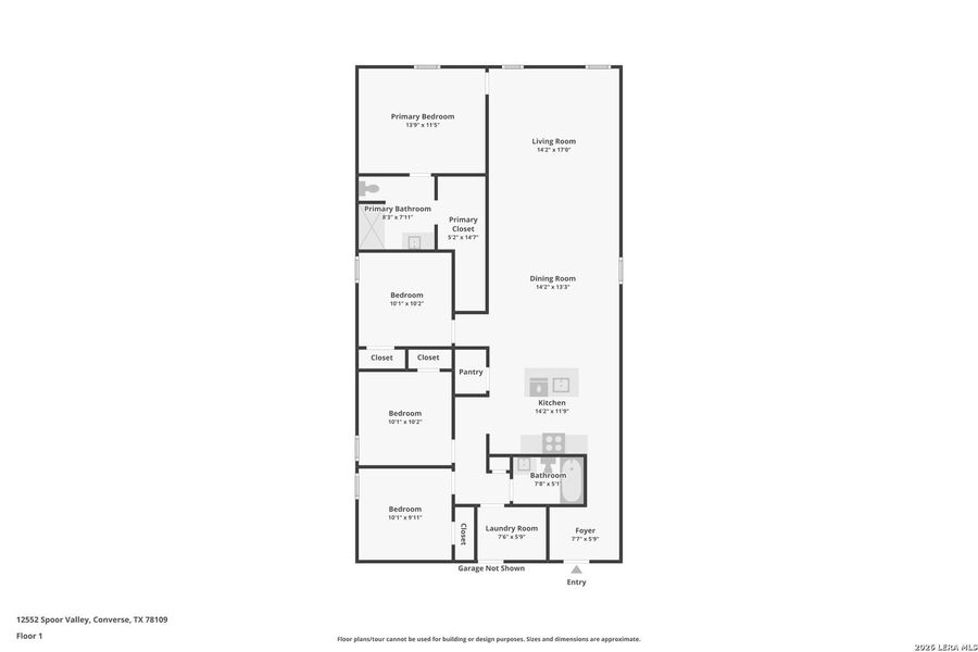 2D floor plan layout of this home in Avenida, Converse, TX (Image 3).