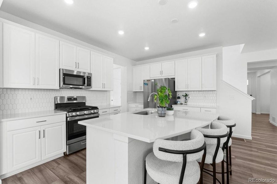 Furnished interior view inside a new home in The Aurora Highlands Town Collection, Aurora (Image 9). Furnished interior view inside a new home in The Aurora Highlands Town Collection, Aurora (Image 9).