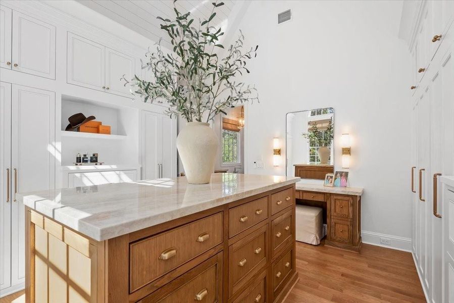 Primary Closet with Vanity