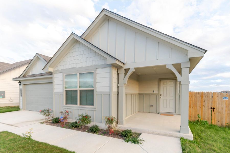 Front exterior of a new home in Willow Glenn, Temple, TX, highlighting curb appeal (Image 25).