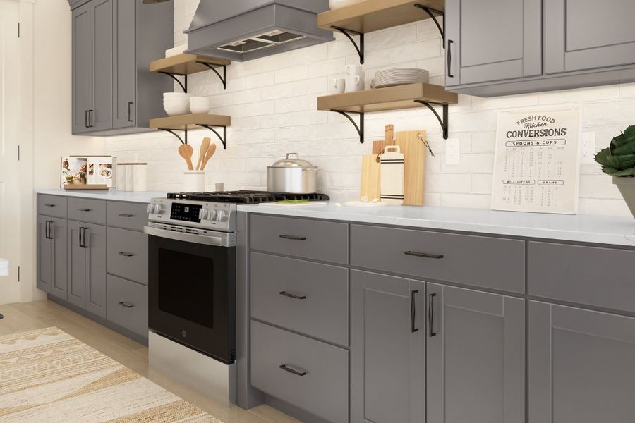 Kitchen with floating shelves
