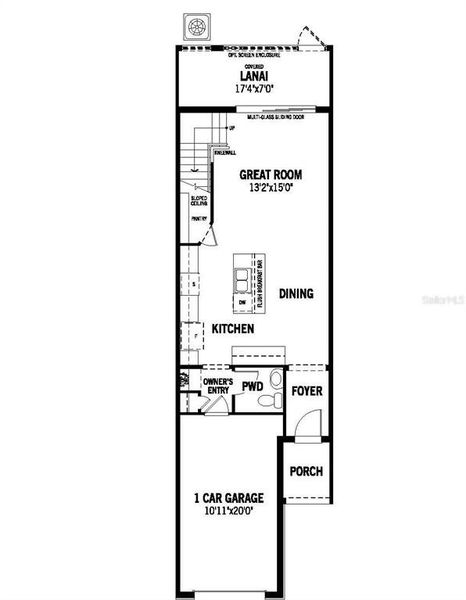 2D floor plan layout of this home in Bloomingdale Townes, Brandon, FL (Image 3).