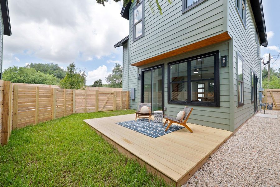 Exterior details and patio area of a home in , Austin (Image 29).