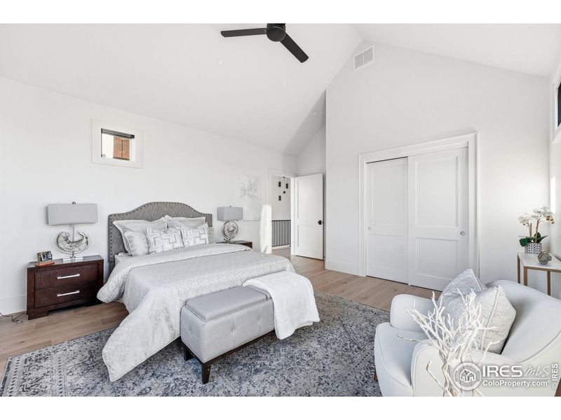 Bedroom #2 Upstairs w/ Vaulted Ceilings