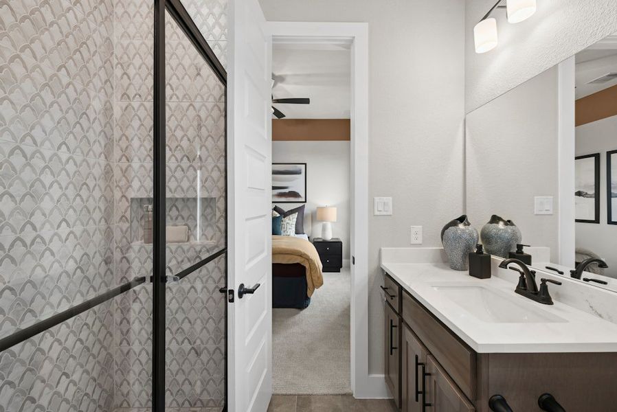 Furnished interior in a model home at Windsong in Boerne (Image 38).