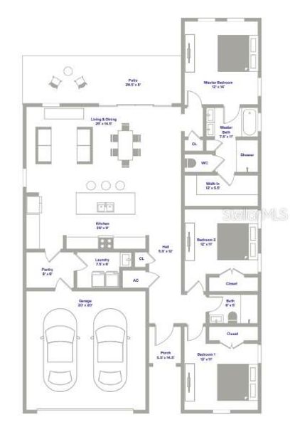 2D floor plan layout of this home in , Mascotte, FL (Image 3). 2D floor plan layout of this home in , Mascotte, FL (Image 3).