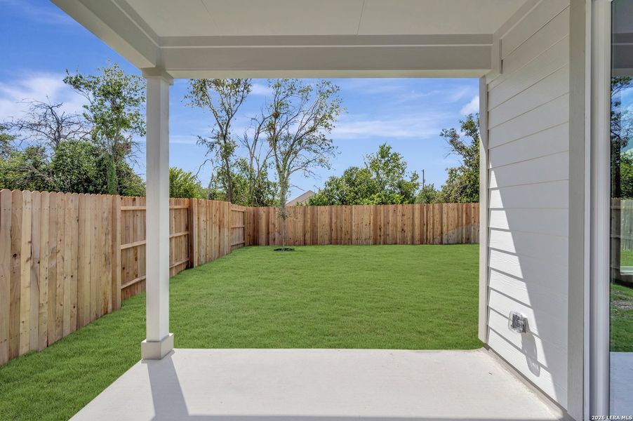 Exterior details and patio area of a home in August Fields, New Braunfels (Image 3).