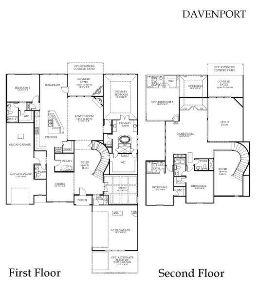 2D floor plan layout for the Davenport by Windsor Homes in Winding Creek, Rockwall, TX (Image 7).