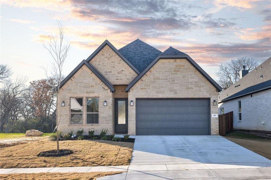 View of front of home with a garage