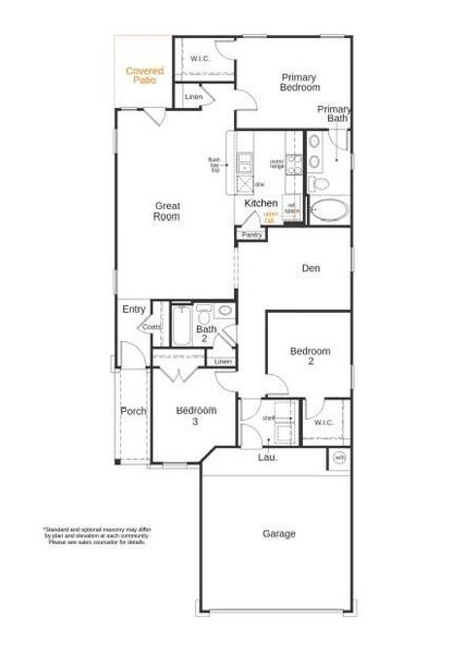 This floor plan features 3 bedrooms, 2 full baths, and over 1,300 square feet of living space.