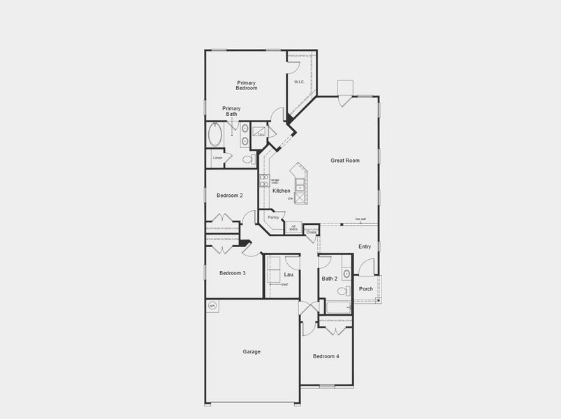 2D floor plan layout for the Plan 1702 Modeled by KB Home in Stoney Chase, Del Valle, TX (Image 3). 2D floor plan layout for the Plan 1702 Modeled by KB Home in Stoney Chase, Del Valle, TX (Image 3).