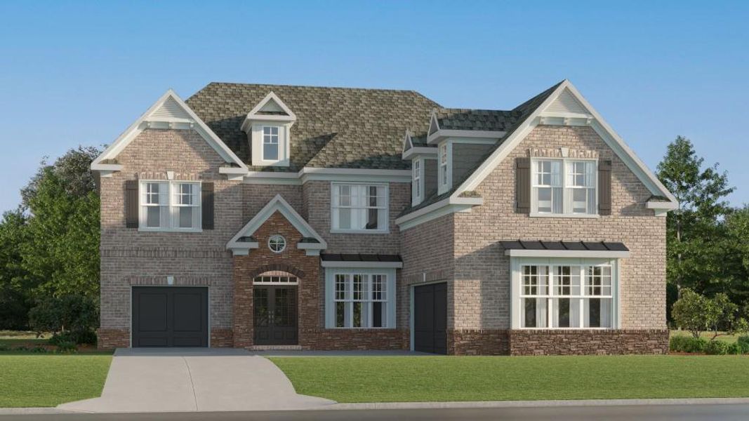 Front exterior of a new home in Deer Valley, Canton, GA, highlighting curb appeal (Image 1).