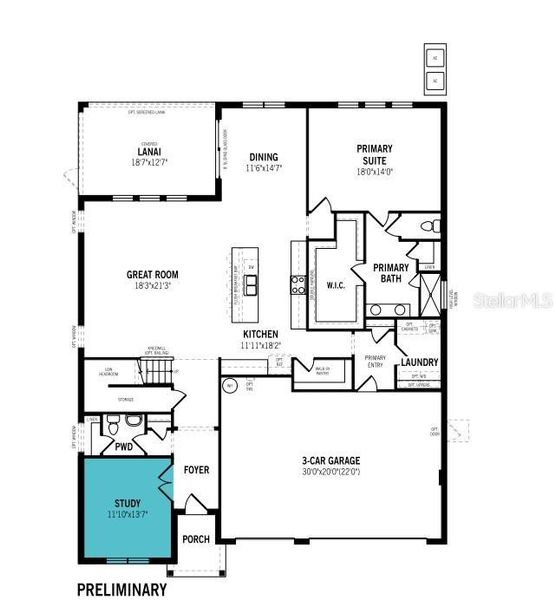2D floor plan layout of this home in Crosswind Ranch, Parrish, FL (Image 3).