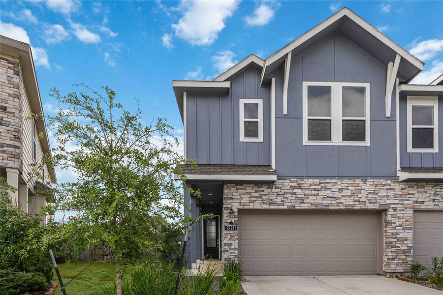 Front exterior of a new home in , Cypress, TX, highlighting curb appeal (Image 1). Front exterior of a new home in , Cypress, TX, highlighting curb appeal (Image 1).