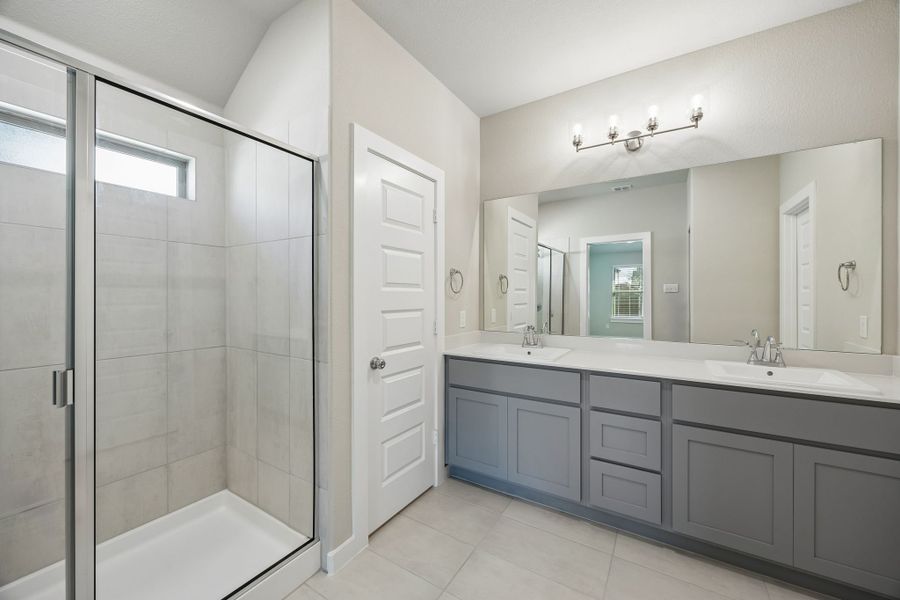 Primary Bathroom in the Emmy II home plan by Trophy Signature Homes - REPRESENTATIVE PHOTO