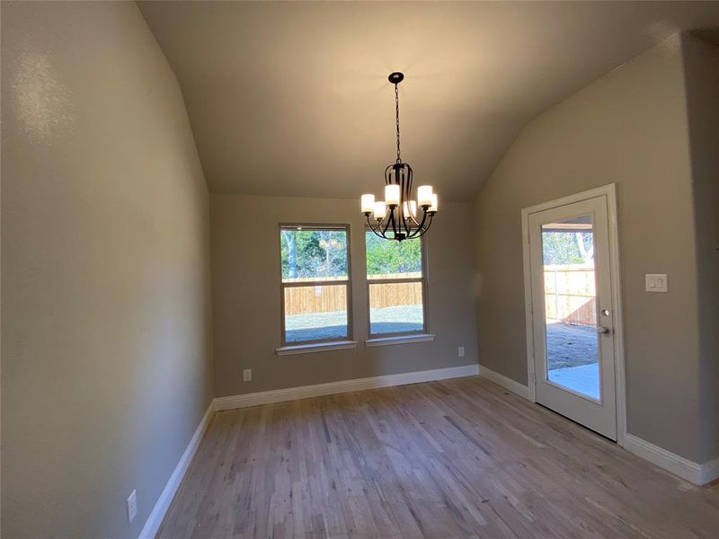 Kitchen cafe dining area with ORB chandelier (hardwoods not stained Aged Barrel Grey w/Black tint yet) Kitchen cafe dining area with ORB chandelier (hardwoods not stained Aged Barrel Grey w/Black tint yet)
