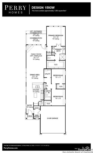 2D floor plan layout of this home in Ladera 40', San Antonio, TX (Image 5).