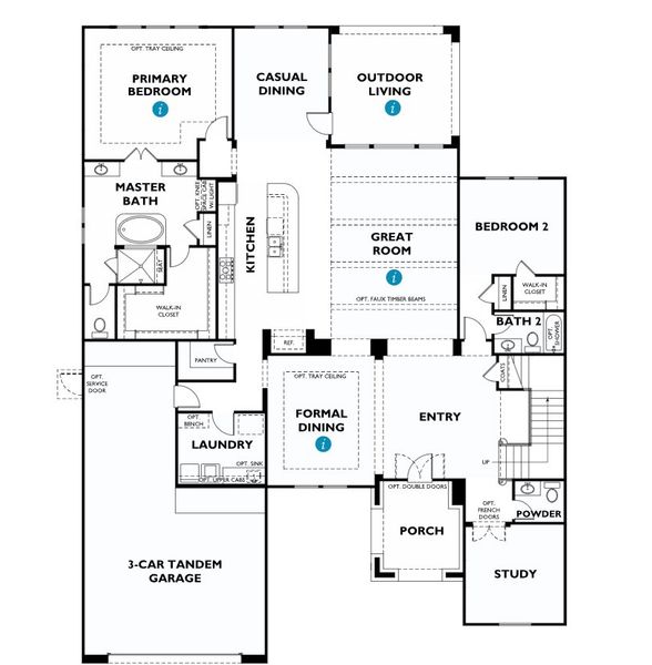 2D floor plan layout for the 6040 by Shea Homes in Sienna 70', Missouri City, TX (Image 3). 2D floor plan layout for the 6040 by Shea Homes in Sienna 70', Missouri City, TX (Image 3).