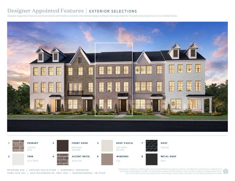 Front exterior of a new home in Meadowlark - Sapling Collection, Murfreesboro, TN, highlighting curb appeal (Image 2). Front exterior of a new home in Meadowlark - Sapling Collection, Murfreesboro, TN, highlighting curb appeal (Image 2).