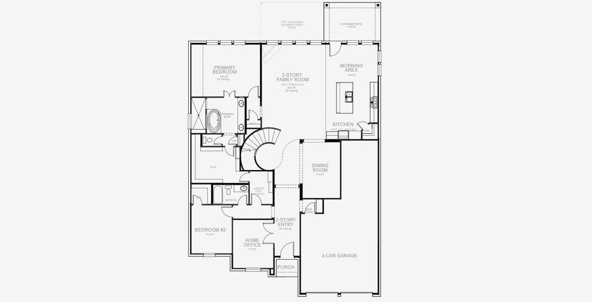 2D floor plan layout for the 3399W by Perry Homes in The Highlands 60', Porter, TX (Image 5).