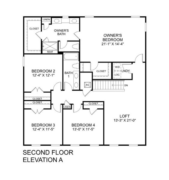 2D floor plan layout for the Lynn Haven by Ryan Homes in Brooks Landing, Titusville, FL (Image 3).