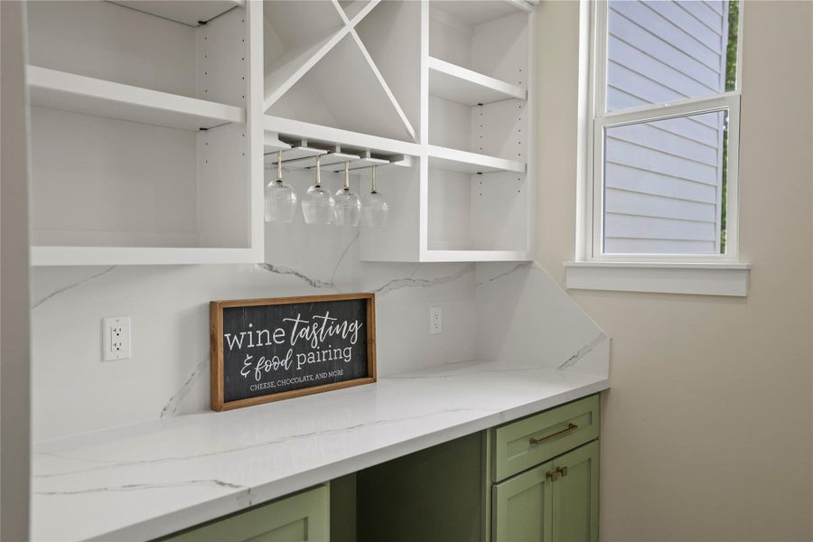 Great for Serving Guests and Storing All Your Glassware. Space for Beverage Refrigerator(Not Included).