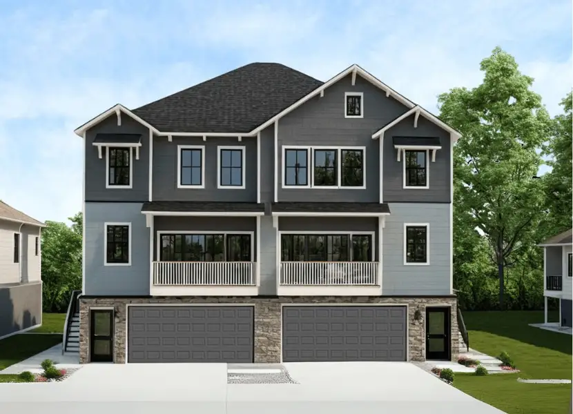 Front exterior of a new home in Townsen Landing, Humble, TX, highlighting curb appeal (Image 1).