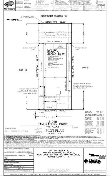21919 Sam Raburn Drive Preliminary Plot Plan 21919 Sam Raburn Drive Preliminary Plot Plan