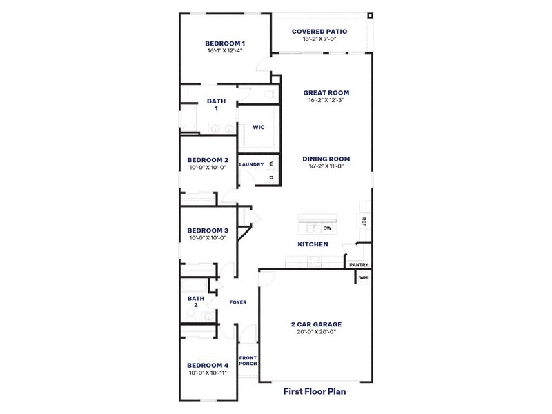 2D floor plan layout for the Gaven by D.R. Horton in Sorrento, Maricopa, AZ (Image 3). 2D floor plan layout for the Gaven by D.R. Horton in Sorrento, Maricopa, AZ (Image 3).