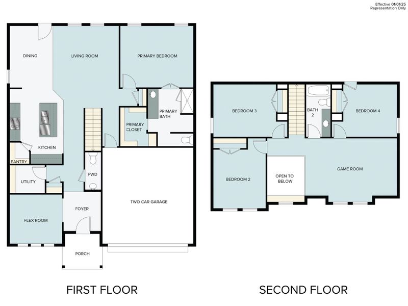 2D floor plan layout for the Heritage Mill 2247 by Brohn Homes in Heritage Mill, Hutto, TX (Image 3). 2D floor plan layout for the Heritage Mill 2247 by Brohn Homes in Heritage Mill, Hutto, TX (Image 3).