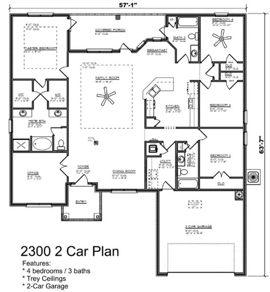 2D floor plan layout of this home in Bayou Bend Estates, Dickinson, TX (Image 4).