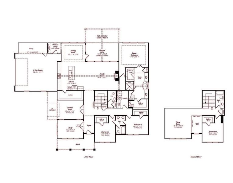 2D floor plan layout for the 3443 by Gracepoint Homes in Kellar Farms, Smithville, TX (Image 3). 2D floor plan layout for the 3443 by Gracepoint Homes in Kellar Farms, Smithville, TX (Image 3).