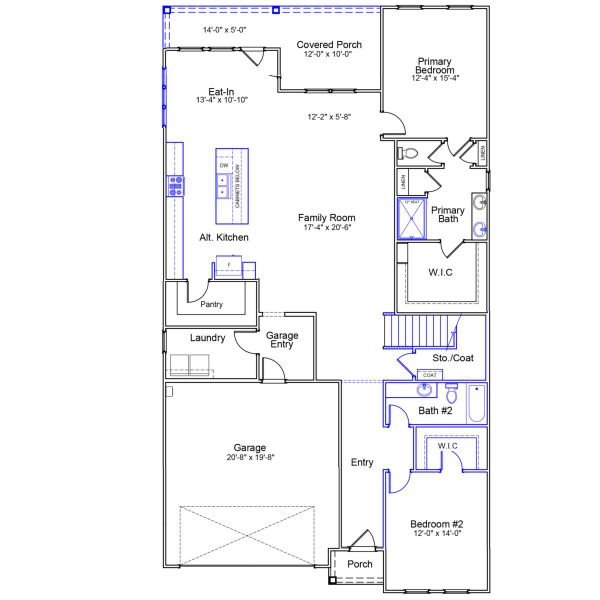 2D floor plan layout of this home in Ovation at Sweetbrier, Durham, NC (Image 3).