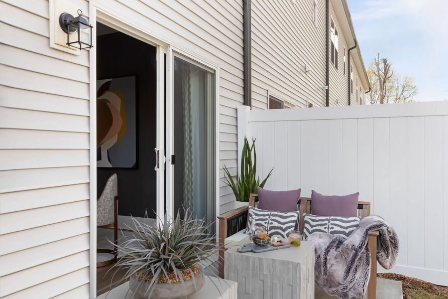 Exterior details and patio area of a home in Fifteen 15 Cannon, Charlotte (Image 3).