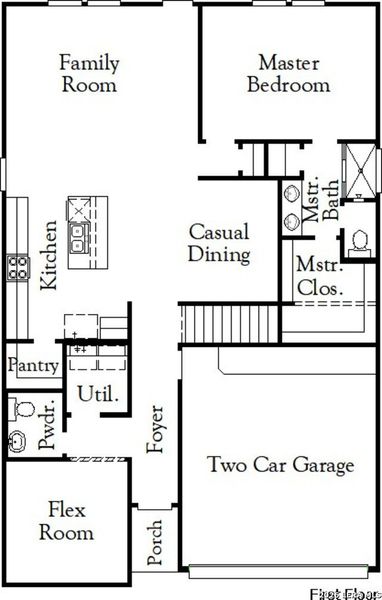 2D floor plan layout of this home in The Parklands, Schertz, TX (Image 3).
