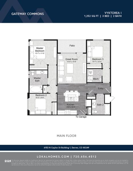 2D floor plan layout of this home in Gateway Commons, Denver, CO (Image 1).
