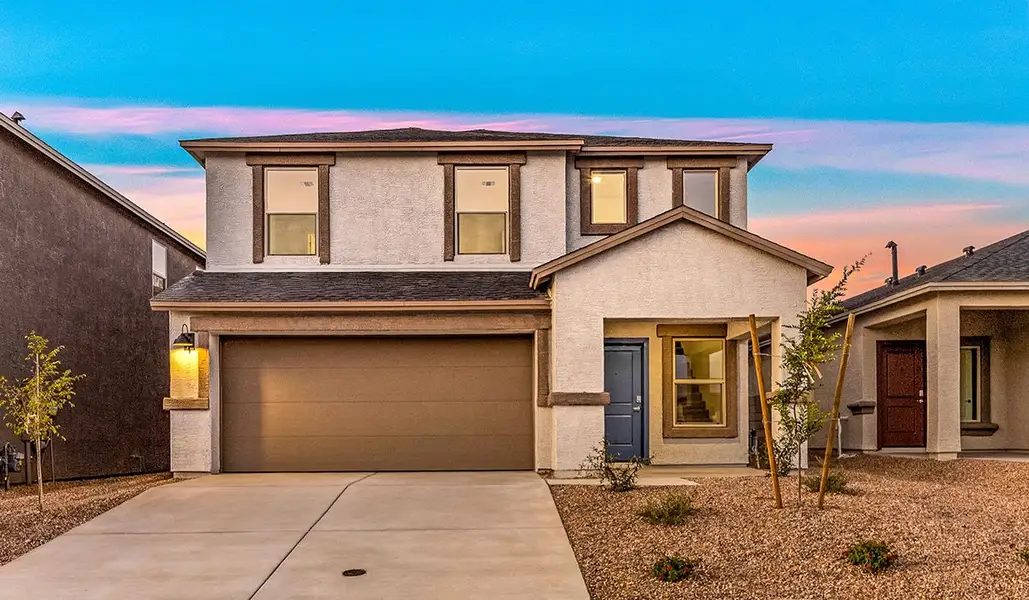 Front exterior of a new home in Blackhawk, Tucson, AZ, highlighting curb appeal (Image 2).