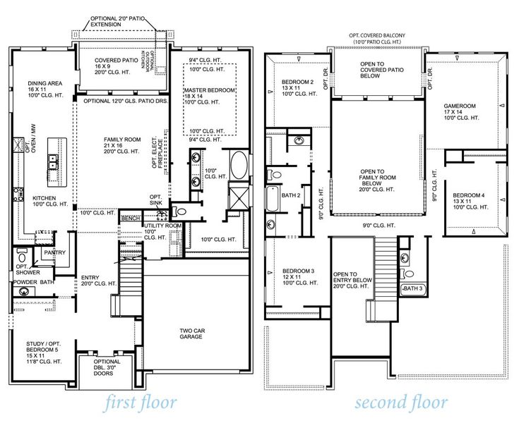 2D floor plan layout for the Bluebonnet 3400 by J. Patrick Homes in Jubilee, Hockley, TX (Image 4).