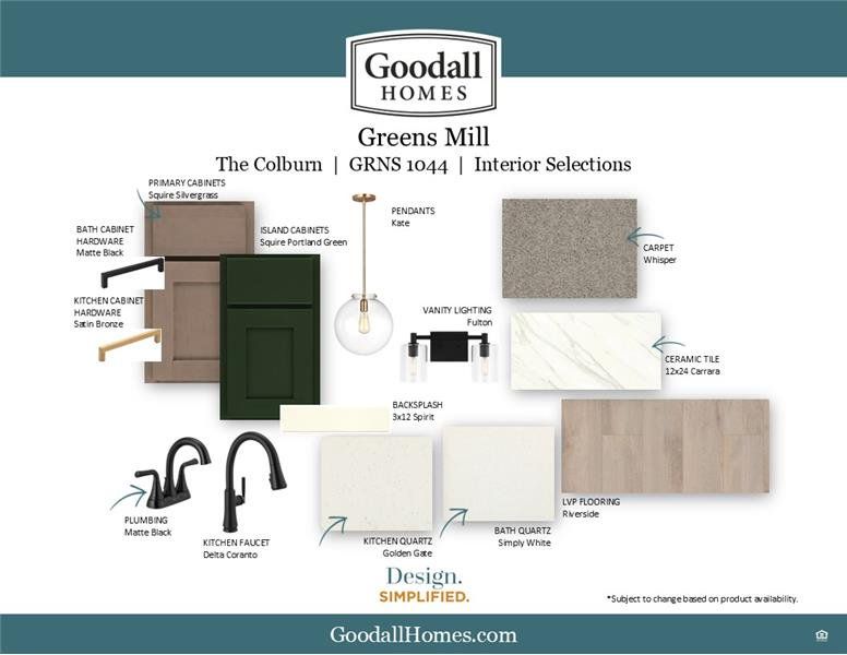 Sample of building materials used in homes in The Landing at Greens Mill, Columbia (Image 47).