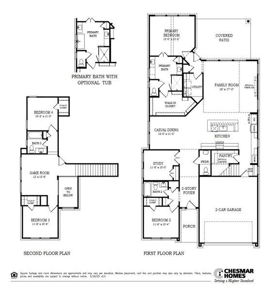 2D floor plan layout for the Cayman by Chesmar Homes in Parkside on the River, Georgetown, TX (Image 5).