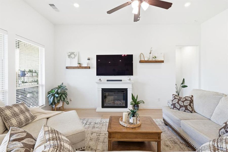 Windows overlooking the private backyard