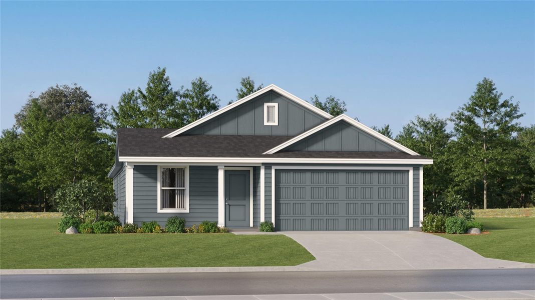 Front exterior of a new home in Wharton Lakes: Watermill Collection, Wharton, TX, highlighting curb appeal (Image 2). Front exterior of a new home in Wharton Lakes: Watermill Collection, Wharton, TX, highlighting curb appeal (Image 2).