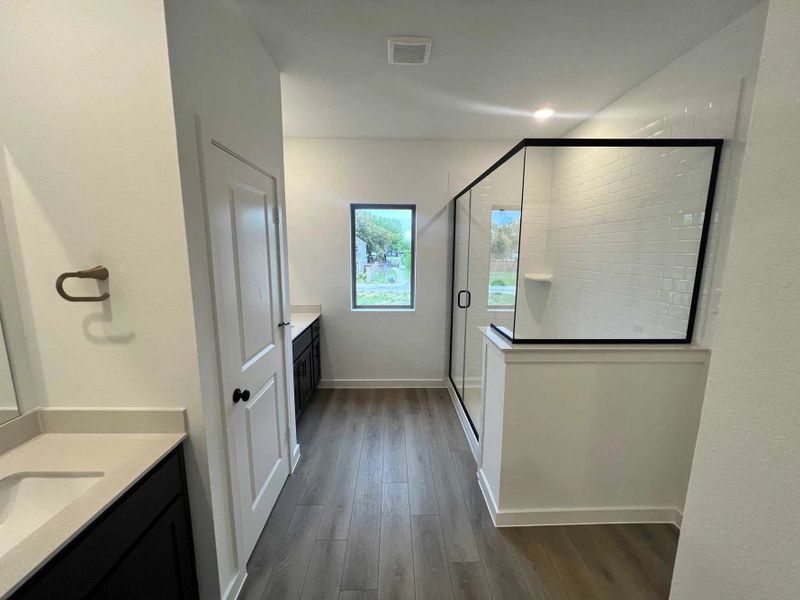 Primary Bathroom Construction Progress featuring the Laguna Collection