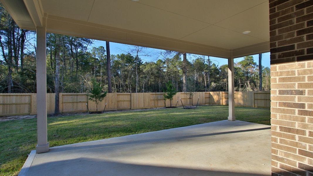 Exterior details and patio area of a home in The Woodlands Hills, Willis (Image 4).