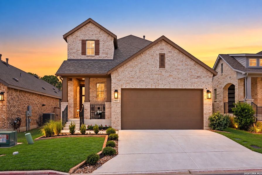 Front exterior of a new home in Gruene Villages, New Braunfels, TX, highlighting curb appeal (Image 2).